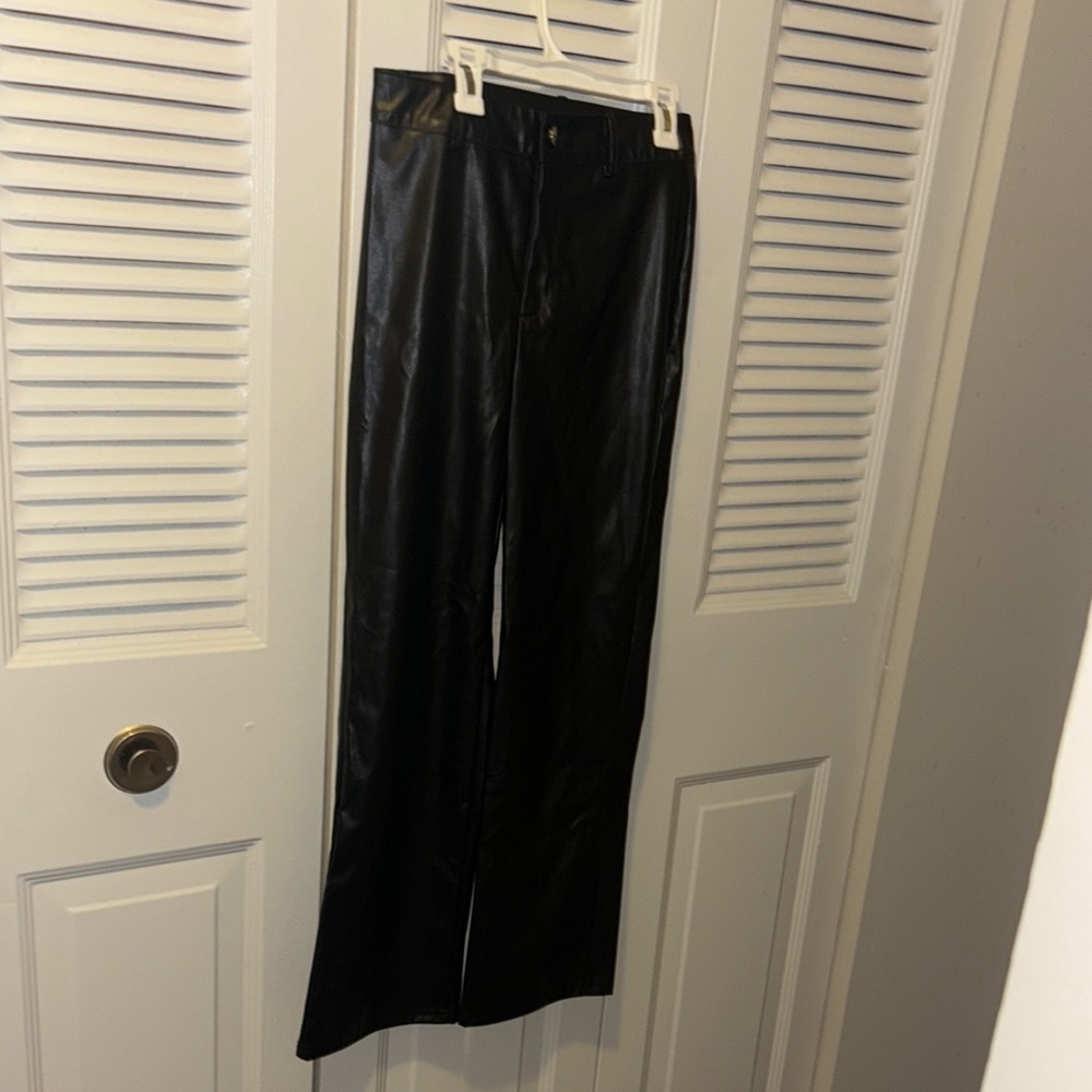 Trendy Black Faux Leather Trousers